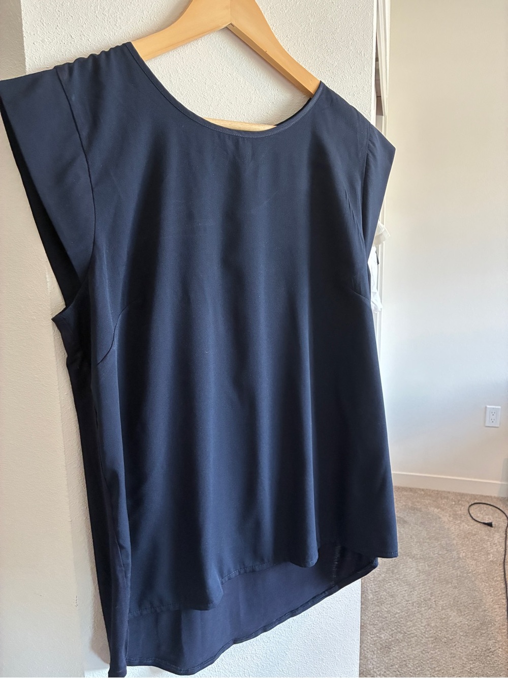 French Connection Navy Cap-Sleeve Blouse - Scoop Neck